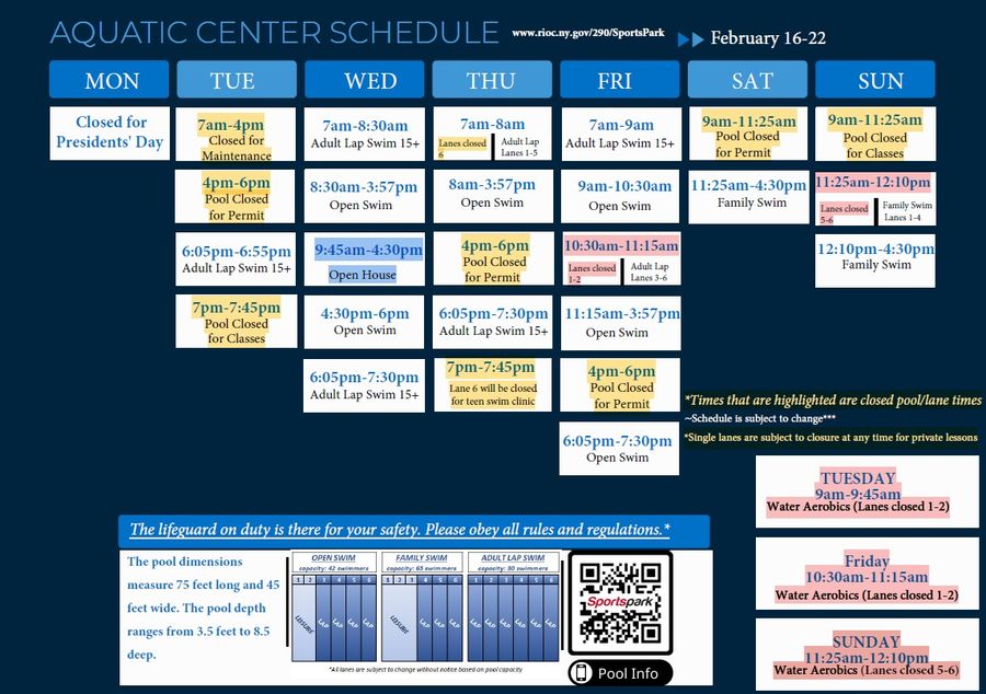 Aquatics Center Schedule